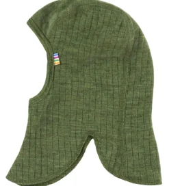 Børn Joha Elefanthuer|Uld>Elefanthue - Uld - Rib - 2-lags - Mørk Oliven