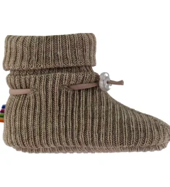 Børn Joha Hjemmesko|Uld|Futter - Uld - Strik - Beige Meleret