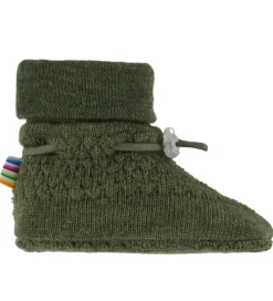 Børn Joha Hjemmesko|Uld>Futter - Uld - Strik - Mos Grøn