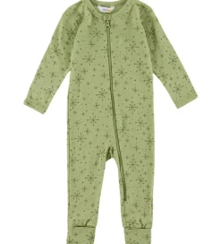 Børn Joha Heldragter>Heldragt m. Fødder - Uld - Lys Olive m. Stjerner