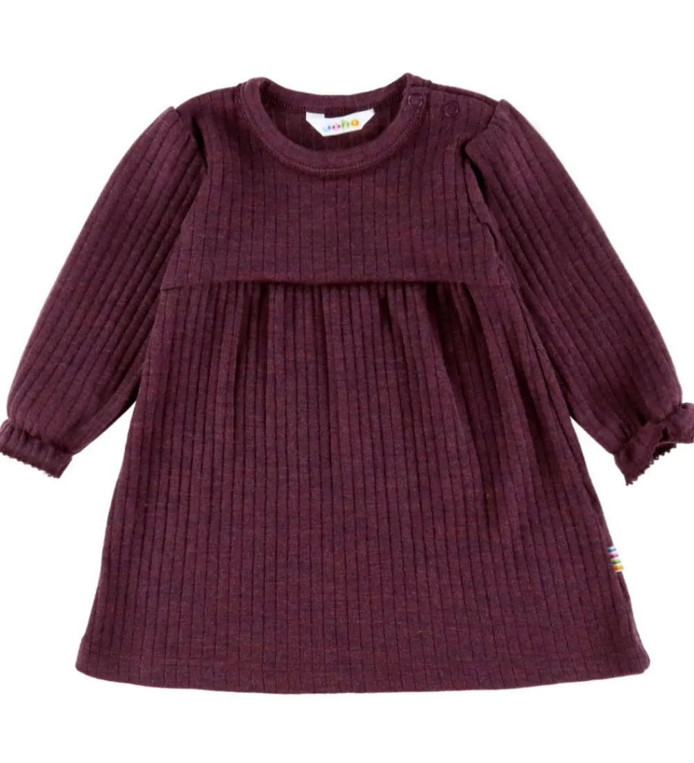 Børn Joha Kjoler|Uld|Kjole - Uld - Rib - Blomme