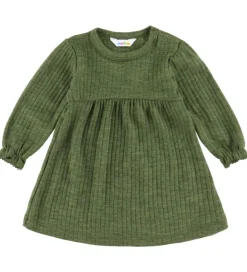 Børn Joha Kjoler|Uld|Kjole - Uld - Rib - Mørk Oliven