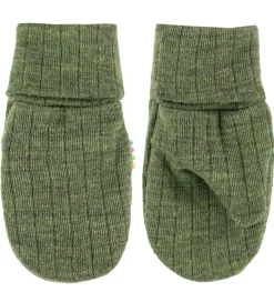 Børn Joha Handsker Og Luffer|Uld|Luffer - Uld - Rib - Mørk Oliven