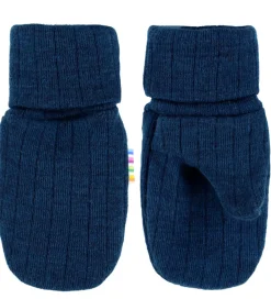 Børn Joha Handsker Og Luffer|Uld|Luffer - Uld - Rib - Mørk Turkis