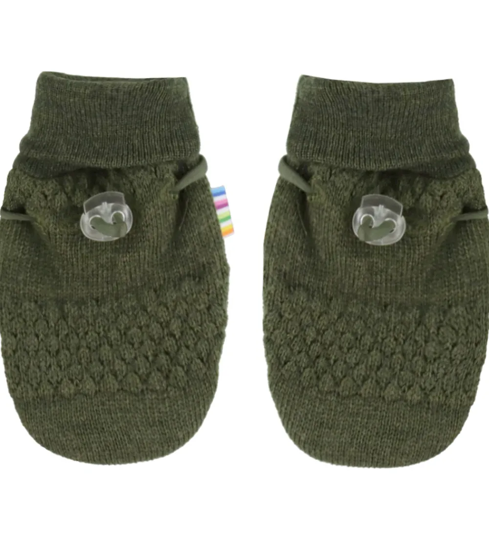 Børn Joha Handsker Og Luffer|Unisex-Tøj|Luffer - Uld - Strik - Mos Grøn
