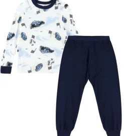 Børn Joha Nattøj|Drengetøj>Nattøj - 2 Delt - Bambus - Off White m. Print