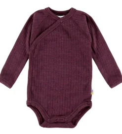 Børn Joha Bodyer|Uld>Slå-om Body l/æ - Uld - Rib - Blomme