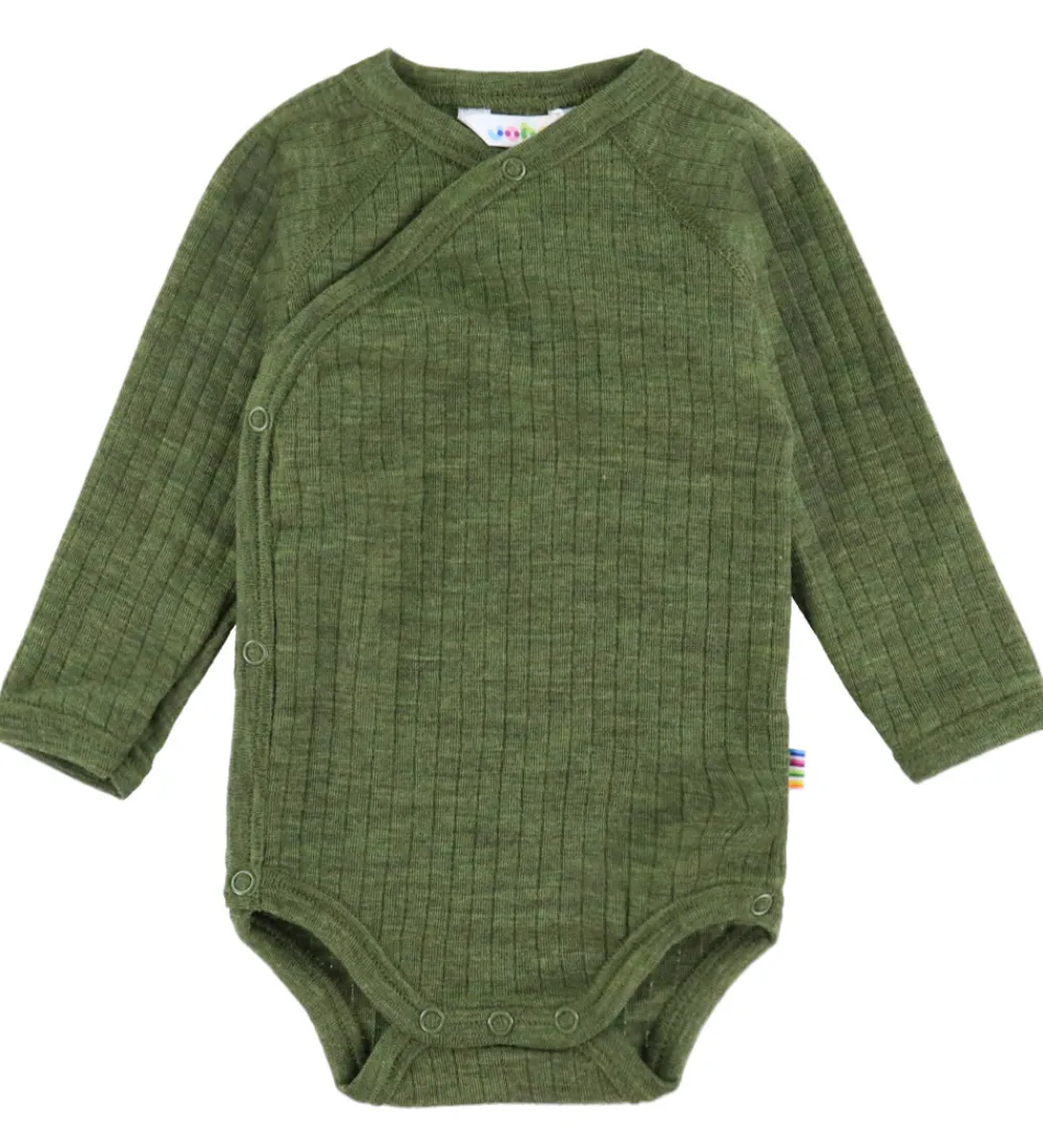 Børn Joha Bodyer|Uld>Slå-om Body l/æ - Uld - Rib - Mørk Oliven