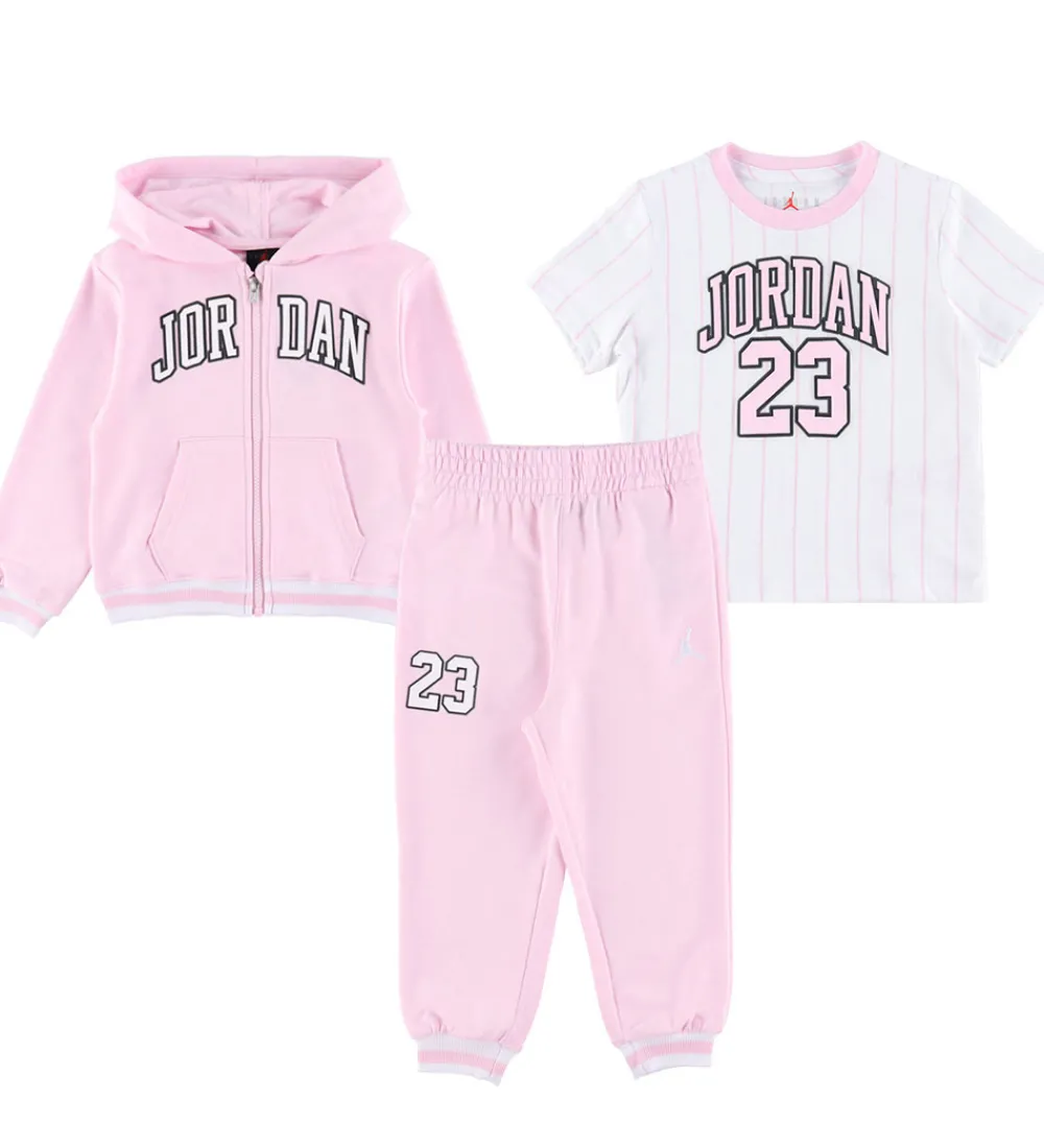 Børn Jordan Hættetrøjer>Sweatsæt - Pink Foam/Hvid