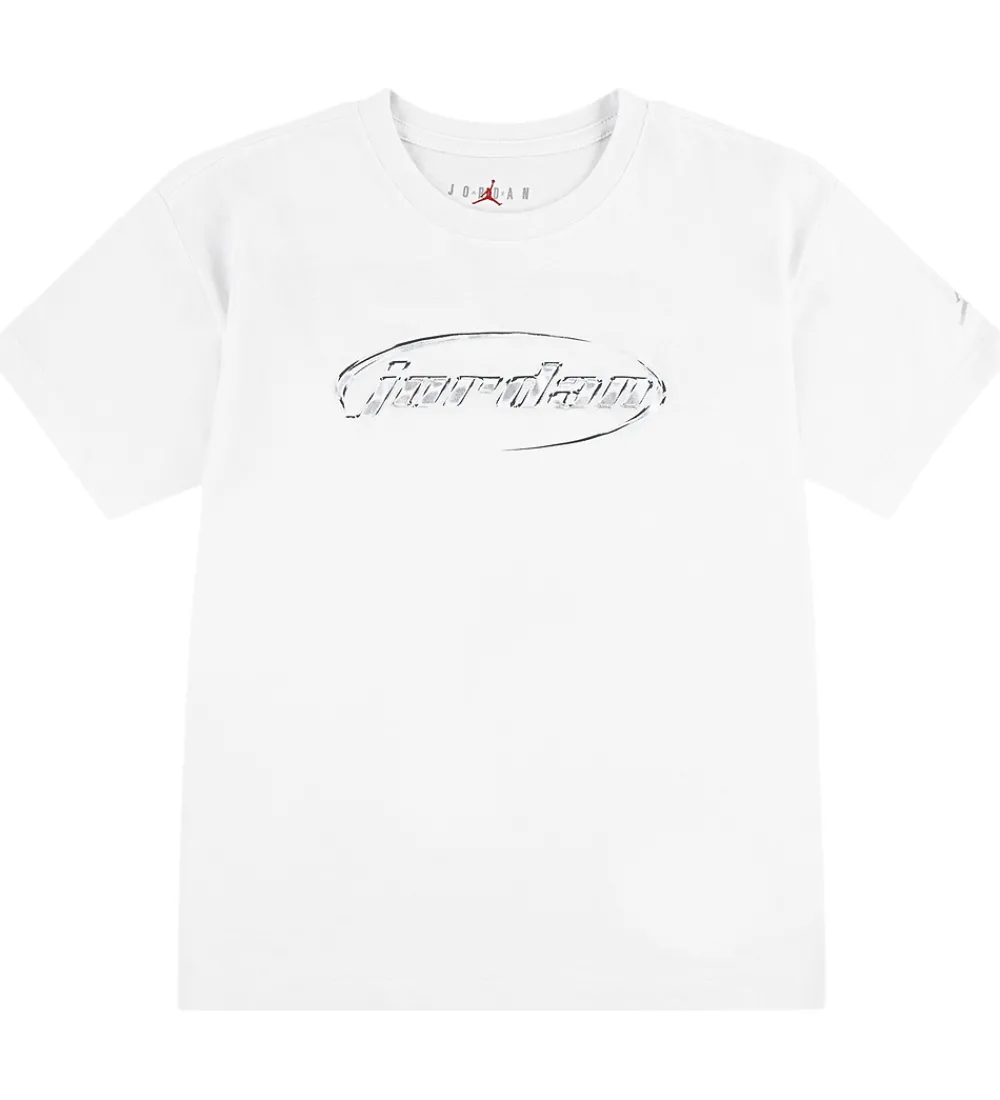 Børn Jordan T-Shirts|T-shirt - Hvid m. Sølv