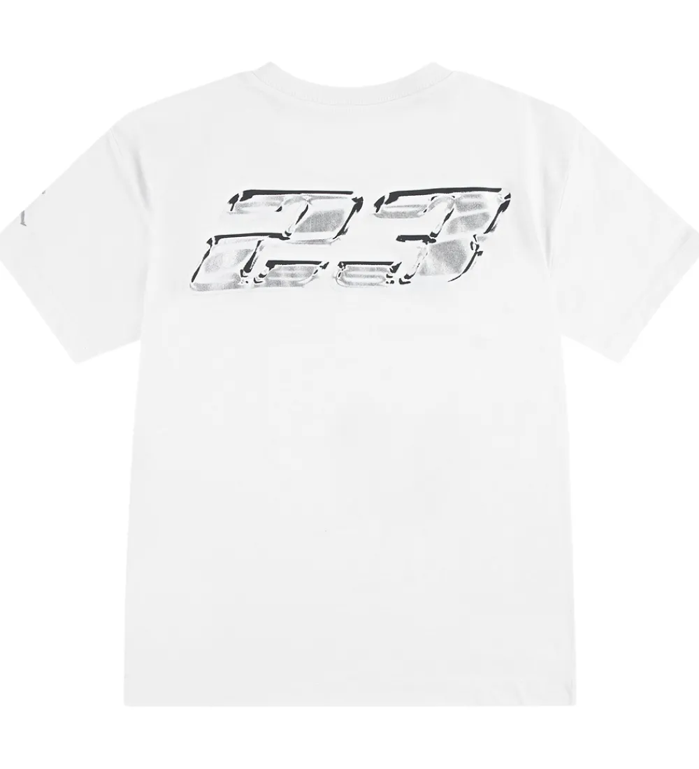 Børn Jordan T-Shirts|T-shirt - Hvid m. Sølv