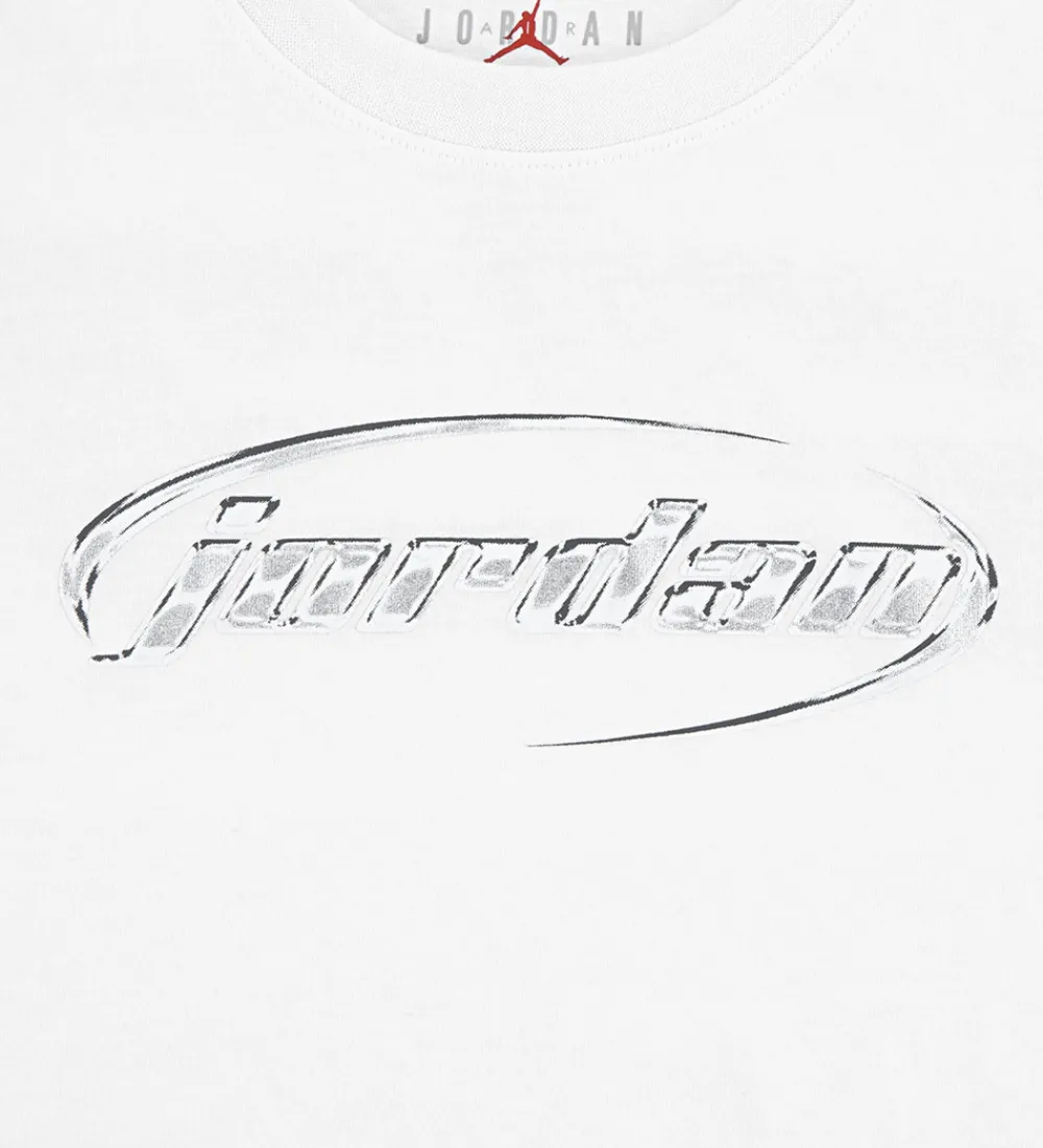Børn Jordan T-Shirts|T-shirt - Hvid m. Sølv