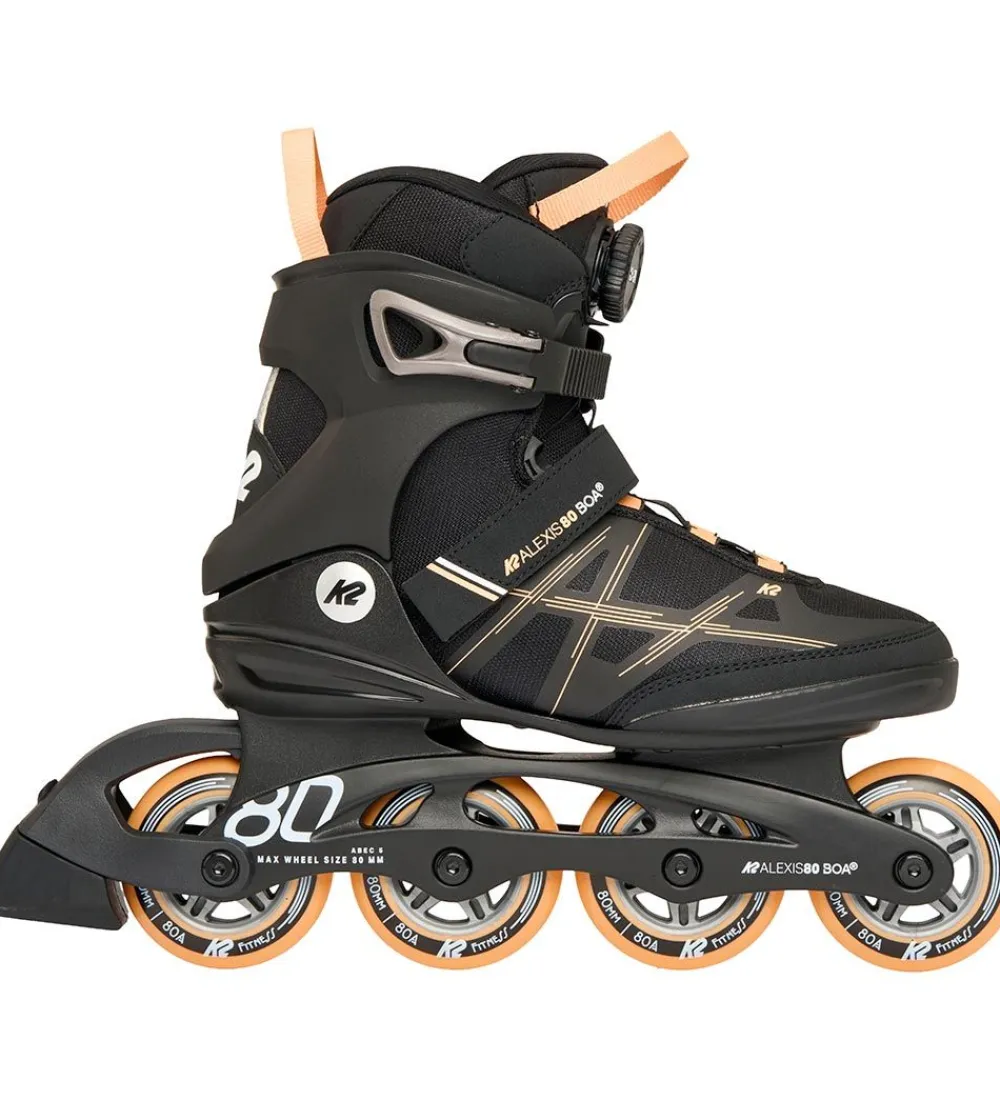 K2 Rulleskøjter|Rulleskøjter|Rulleskøjter - Alexia 80 Boa - Sort/Orange - Inliner