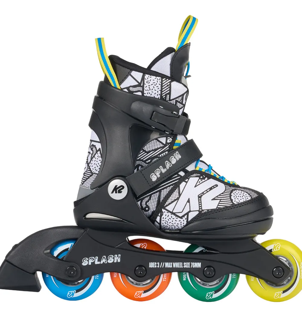 K2 Rulleskøjter|Rulleskøjter>Rulleskøjter m. 5 Tusser - Splash - Sort/Hvid - Inliner