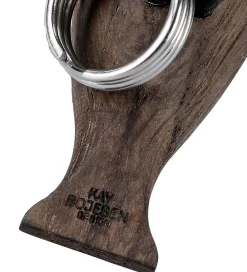 Kay Bojesen Nøgleringe|Nøglering - Fugl/Sølv - Sort læder/Røget Eg