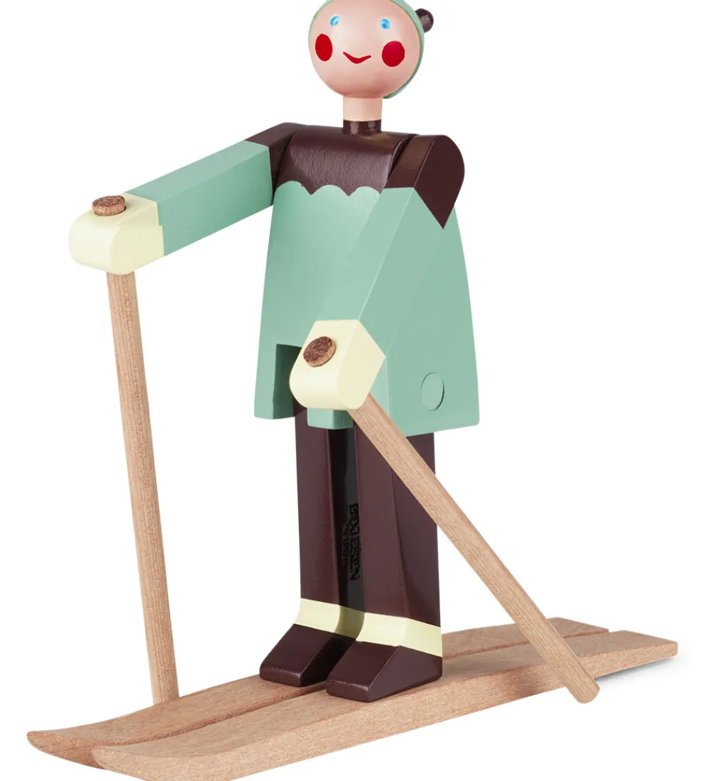 Kay Bojesen Pyntefigurer|Julepynt|Træfigur - Skiløber Boje - Dreng 16 cm - Grøn