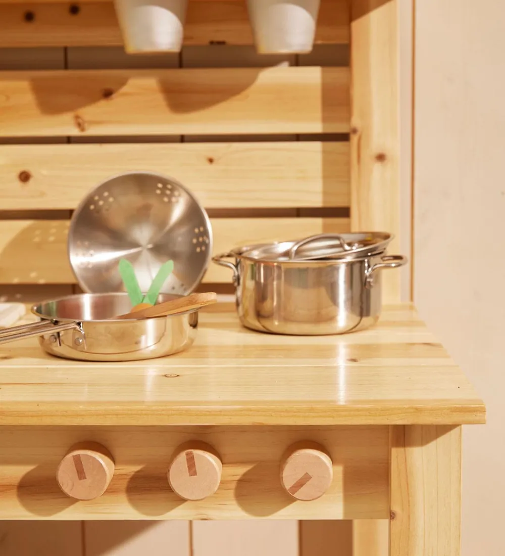 Kids Concept Legekøkken Og Legemøbel|Køkkensæt - 7 Dele - Metal/Træ