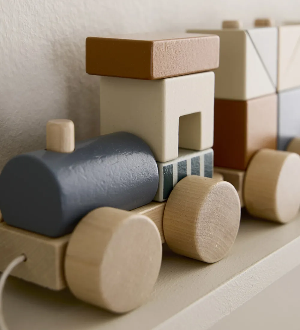 Kids Concept Trælegetøj>Tog m. Klodser - 38 cm - Træ
