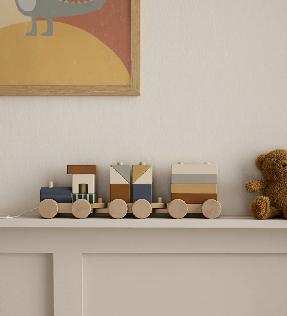 Kids Concept Trælegetøj>Tog m. Klodser - 38 cm - Træ