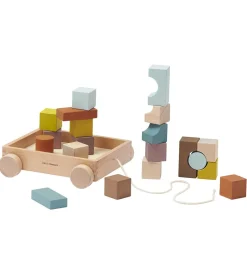 Kids Concept Stablelegetøj|Trækvogn m. Stableklodser - Neo - Multi