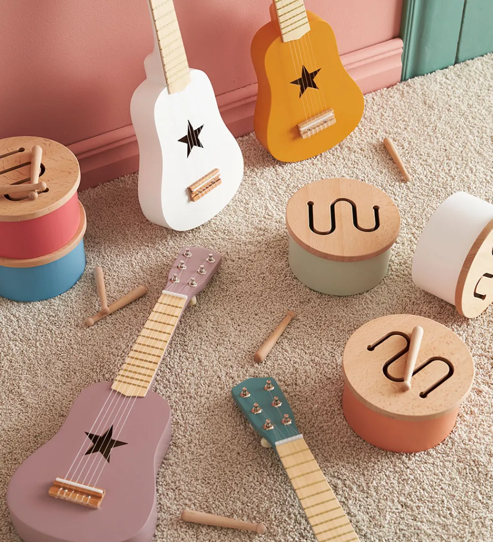 Kids Concept Musikinstrumenter|Trælegetøj - Tromme Mini - 16,5 x 9 cm - Rød