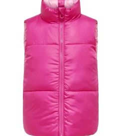 Børn Kids Only Veste|Dunveste Og Dyneveste|Dynevest - Vendbar - KogNewRicky - Raspberry Rose/Bego