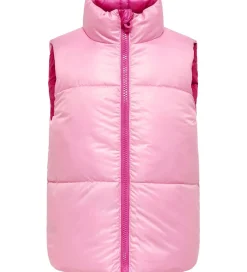 Børn Kids Only Veste|Dunveste Og Dyneveste|Dynevest - Vendbar - KogNewRicky - Raspberry Rose/Bego