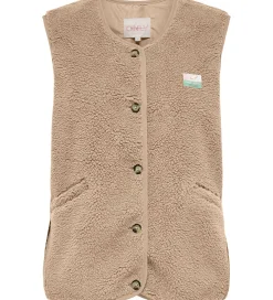 Børn Kids Only Veste>Fleecevest - Teddy - KogBaby - Cuban Sand/Vintage Badg