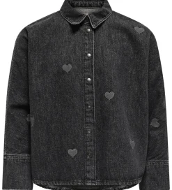 Børn Kids Only Kjoler|Skjorte - KogGrace - Washed Black/ Heart Embroide