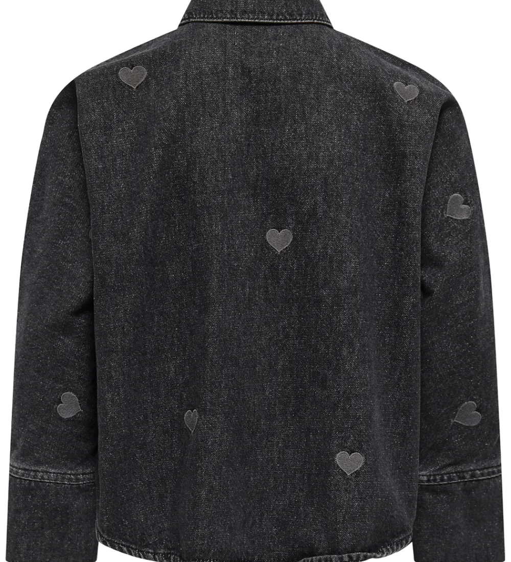 Børn Kids Only Kjoler|Skjorte - KogGrace - Washed Black/ Heart Embroide