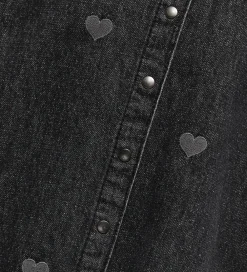 Børn Kids Only Kjoler|Skjorte - KogGrace - Washed Black/ Heart Embroide