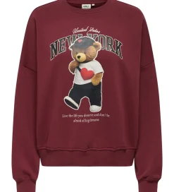 Børn Kids Only Sweatshirts>Sweatshirt - KogLinda - Cabernet/New York Teddy