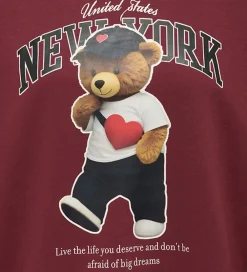 Børn Kids Only Sweatshirts>Sweatshirt - KogLinda - Cabernet/New York Teddy