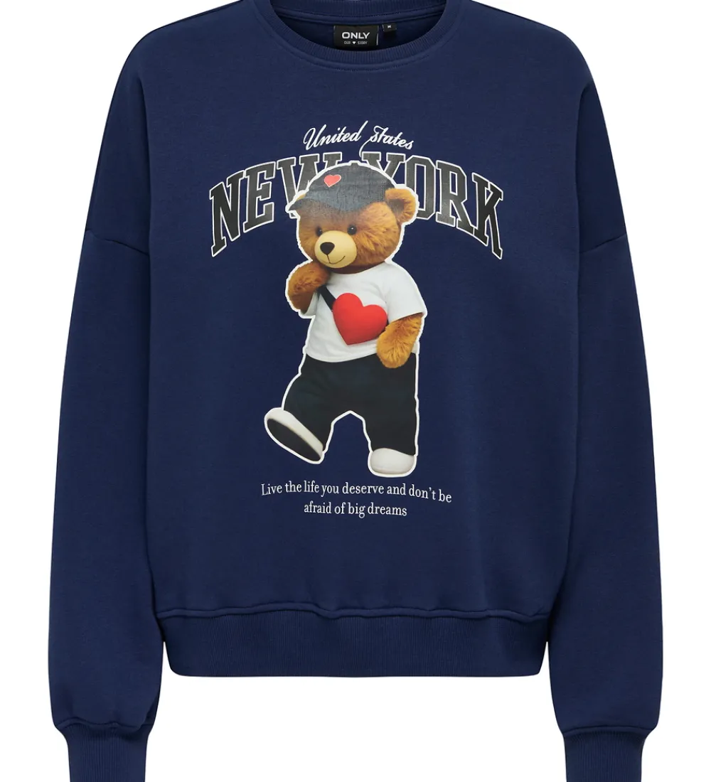 Børn Kids Only Sweatshirts|Sweatshirt - KogLinda - Midnight Sail/New York Teddy