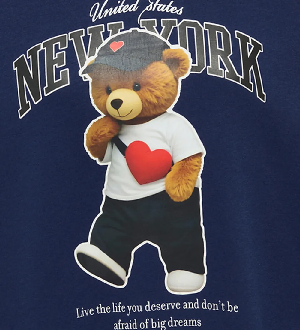 Børn Kids Only Sweatshirts|Sweatshirt - KogLinda - Midnight Sail/New York Teddy