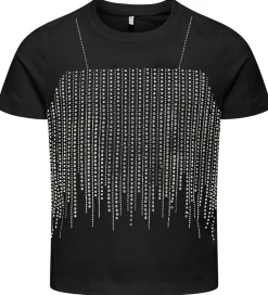 Børn Kids Only T-Shirts>T-shirt - KogBillie - Stone Top - Black/Rhinestone Sil