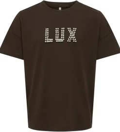 Børn Kids Only T-Shirts|T-shirt - KogKate - O-Neck Pearl Top - Black Coffee/Lu