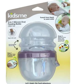 KidsMe Sutteflasker|Spisetid>Sutteflaske/Food Feeder - 2-i-1 - 150ml - Silikone - Plum