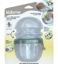 KidsMe Spisetid|Sutteflasker|Sutteflaske/Food Feeder - 2-i-1 - 150ml - Silikone - Gray
