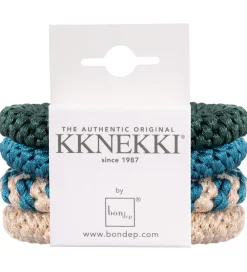 Kknekki Hårelastikker>Hårelastikker - 4-pak - Beige/Blå/Grøn/Glimmer