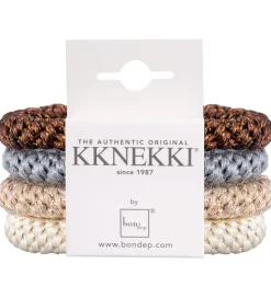 Kknekki Hårelastikker>Hårelastikker - 4-pak - Beige/Blå/Brun/Glimmer
