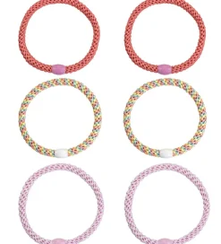 Kknekki Hårelastikker>Hårelastikker - 6-Pak - Slim - Pastel Glimmer/Lys Rosa G