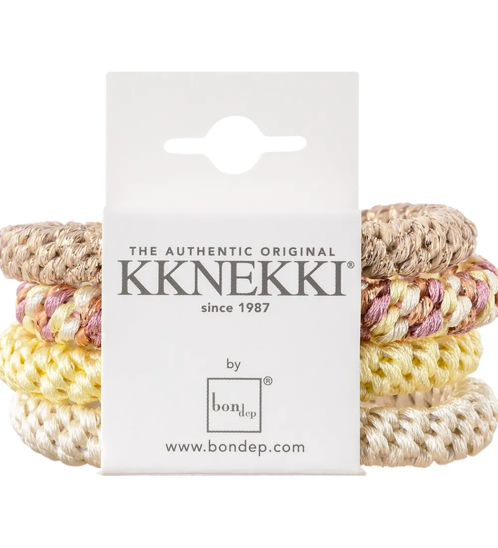 Kknekki Hårelastikker>Hårelastikker - 4-pak - Hvid/Beige/Gul