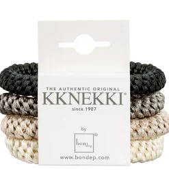 Kknekki Hårelastikker|Hårelastikker - 4-pak - Sort/Brun/Beige/Creme