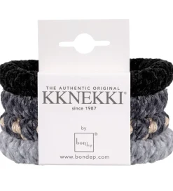 Kknekki Hårelastikker|Hårelastikker - 4-pak - Velour - Grå/Sort