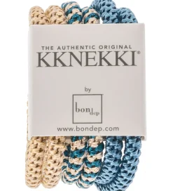 Kknekki Hårelastikker|Hårelastikker - Slim - 6-pak - Beige/Blå/Guld