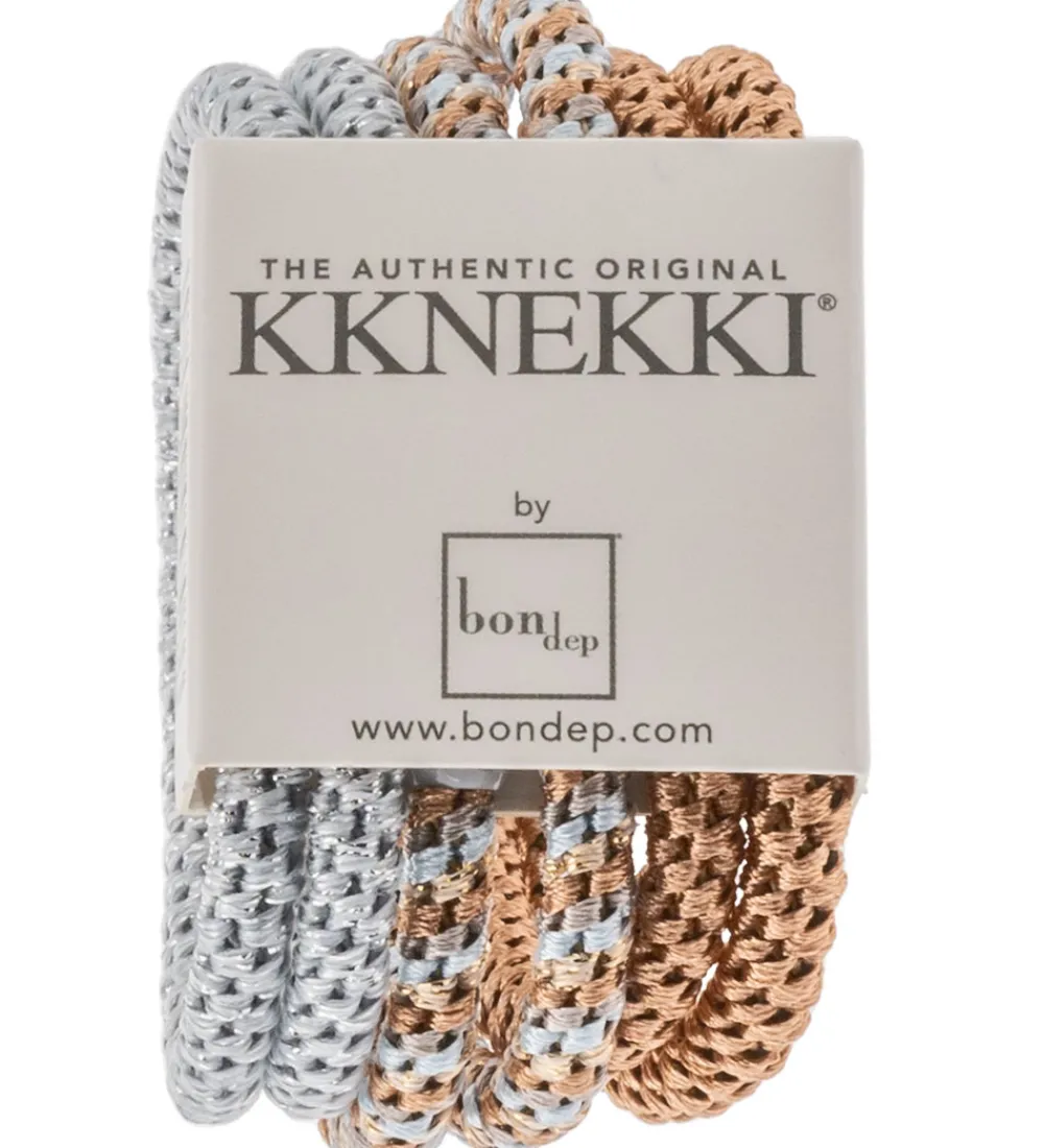 Kknekki Hårelastikker|Hårelastikker - Slim - 6-pak - Brun/Sølv