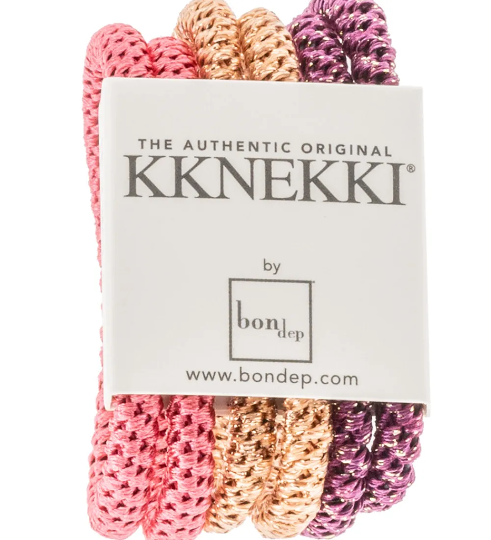 Kknekki Hårelastikker|Hårelastikker - Slim - 6-pak - Rosa/Brun/Lilla