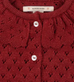 Børn Konges Sløjd Cardigans|Cardigan - Strik - Red Dahlia m. Hulmønster