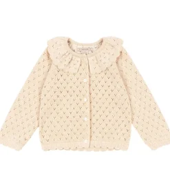 Børn Konges Sløjd Cardigans>Cardigan - Strik - Buttercream m. Hulmønster